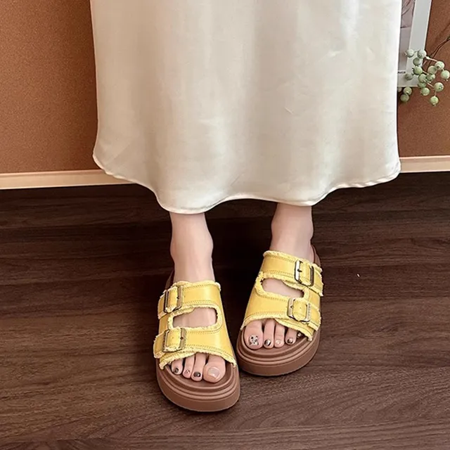 LXVB Slide Slippers Women's Black/Ecru/Yellow/Silver-9