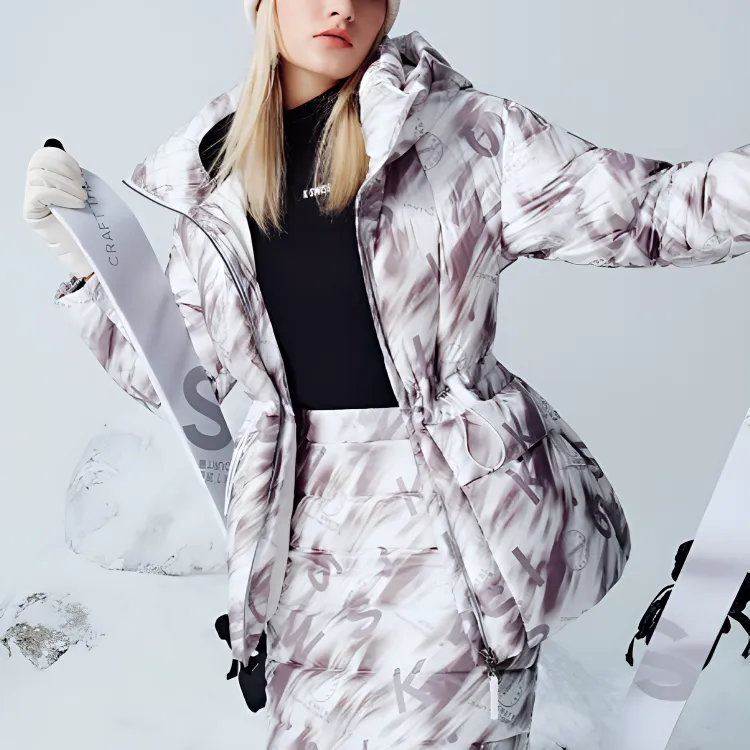 KSWISS DOWN PLUS PRO Down Jacket Women's White Base Snow Mountains Print-2