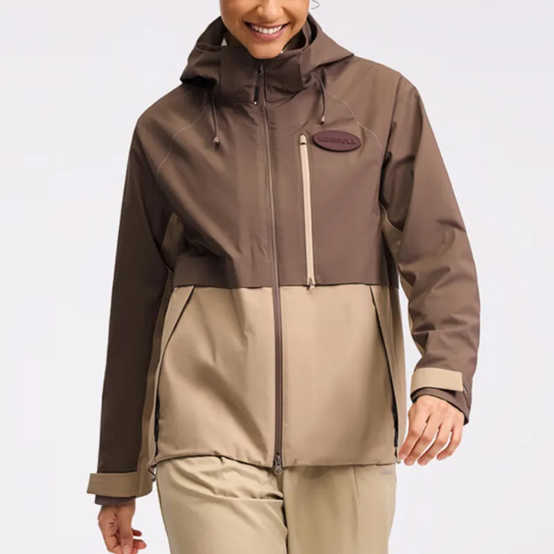 MERRELL Hiking Waterproof And Windproof To Keep Warm Windbreaker Jacket Unisex Quartz Coffee-3
