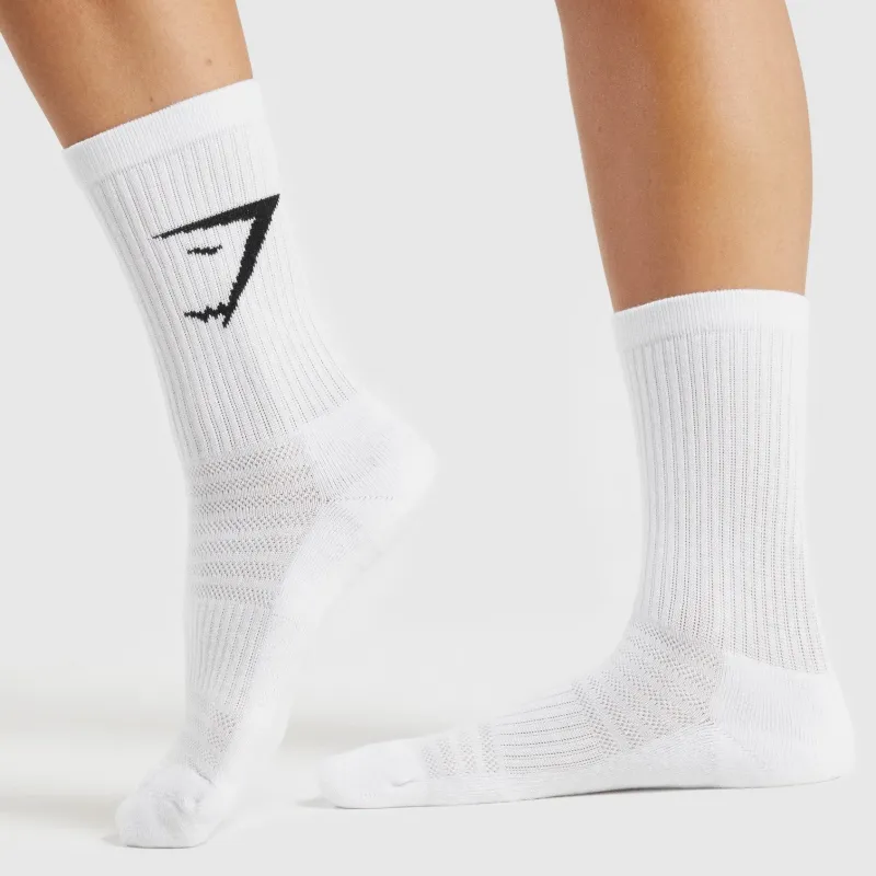 GYMSHARK Mid-Calf Socks Unisex 3 Pack White-1