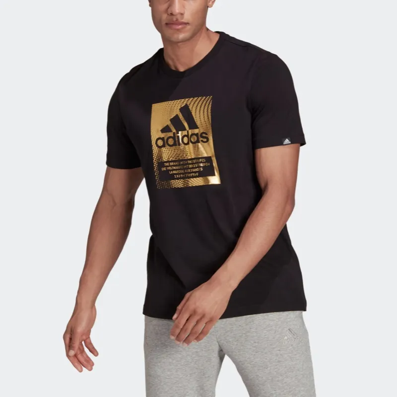 Adidas T-Shirt Men's Black/Gold-1