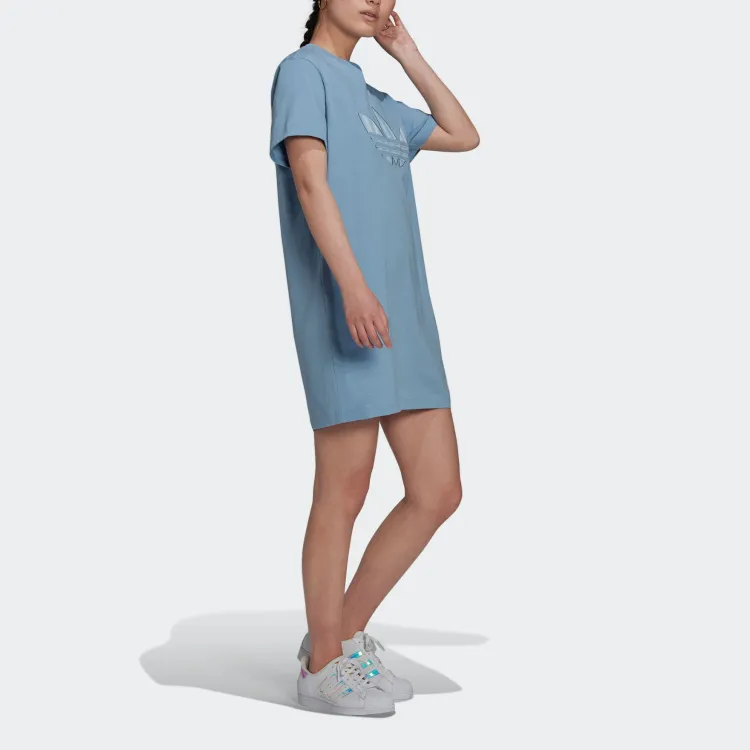 Adidas Originals Short Sleeved Dress Women's Blue Gray-3