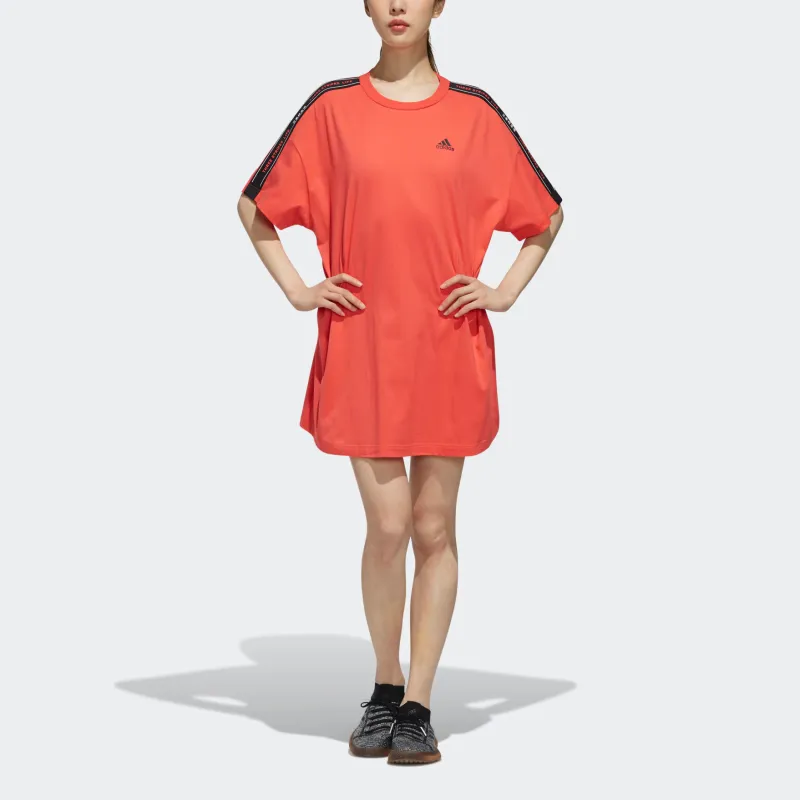 Adidas Short Sleeved Dress Women's Coral Pink/Black-2