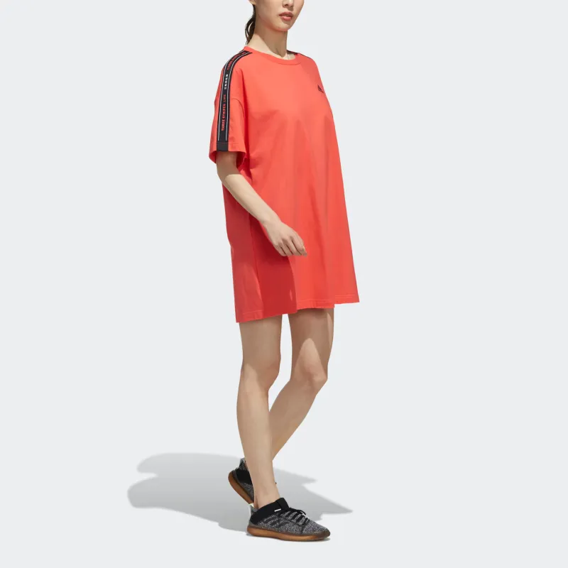 Adidas Short Sleeved Dress Women's Coral Pink/Black-4