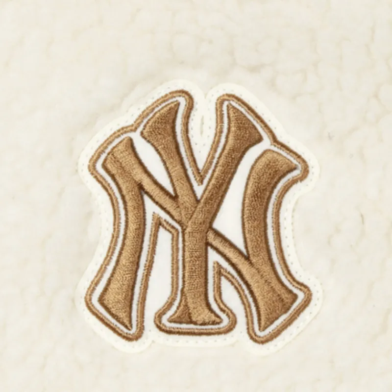 MLB New York Yankees Velvet feel Coat Unisex Ivory White-2