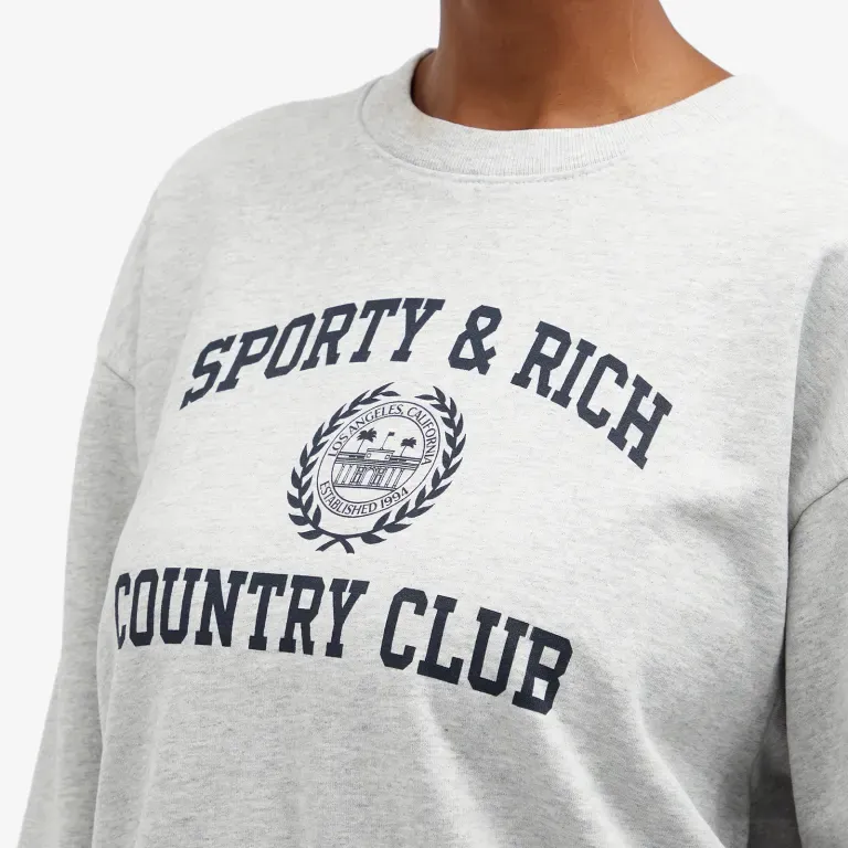 SPORTY & RICH Varsity Crest Crewneck Sweatshirt-4
