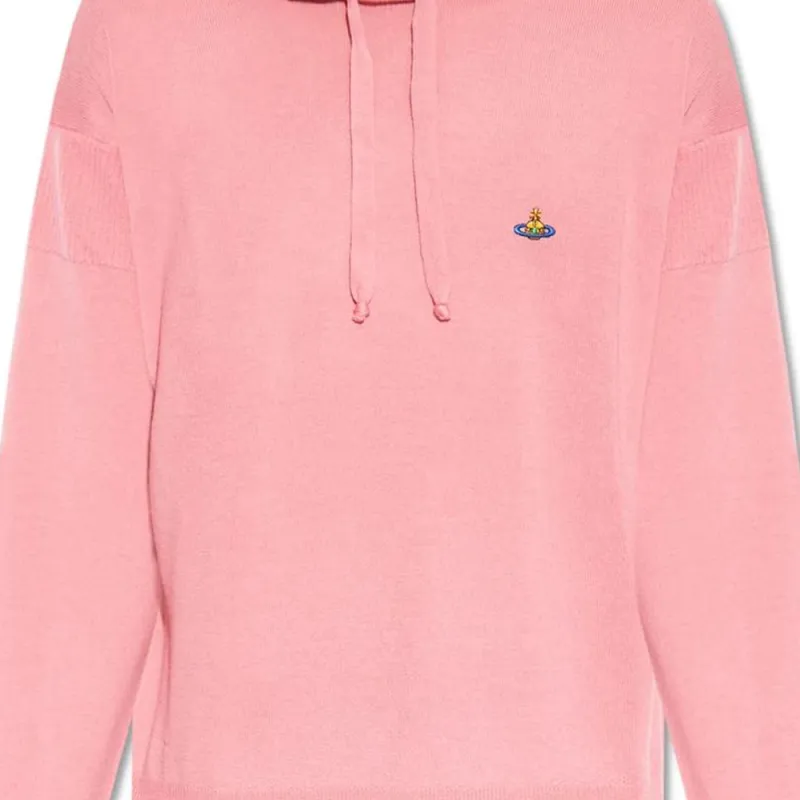 Vivienne Westwood Orb Embroidered Drawstring Knitted Hoodie-1