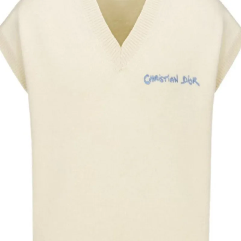 DIOR Logo Embroidered V Neck Vest-5