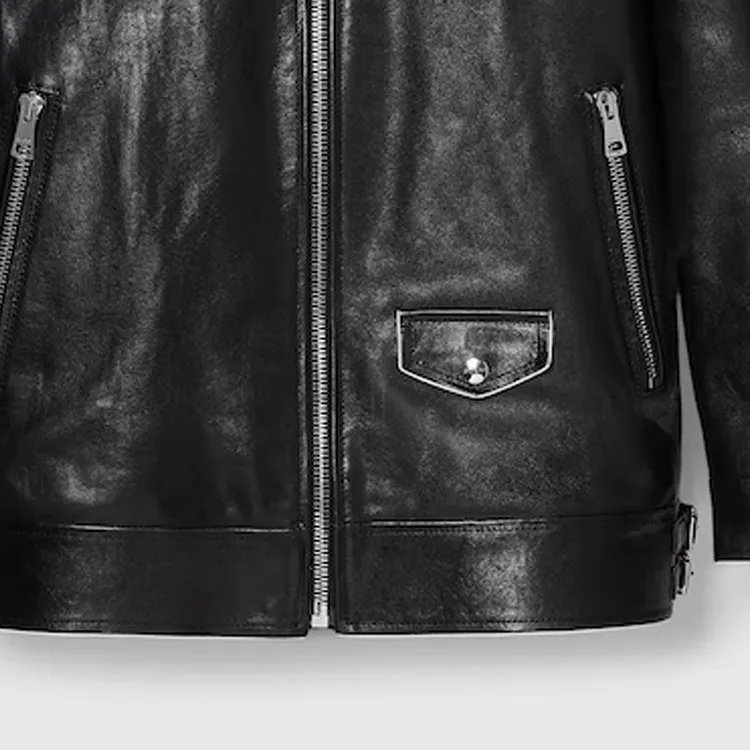 GUCCI Leather Jacket Women's Black-2