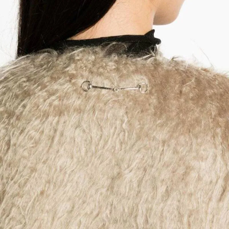 GUCCI Horsebit-embellished Faux-fur Coat-2