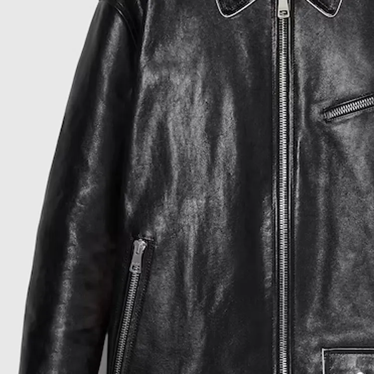 GUCCI Leather Jacket Women's Black-3