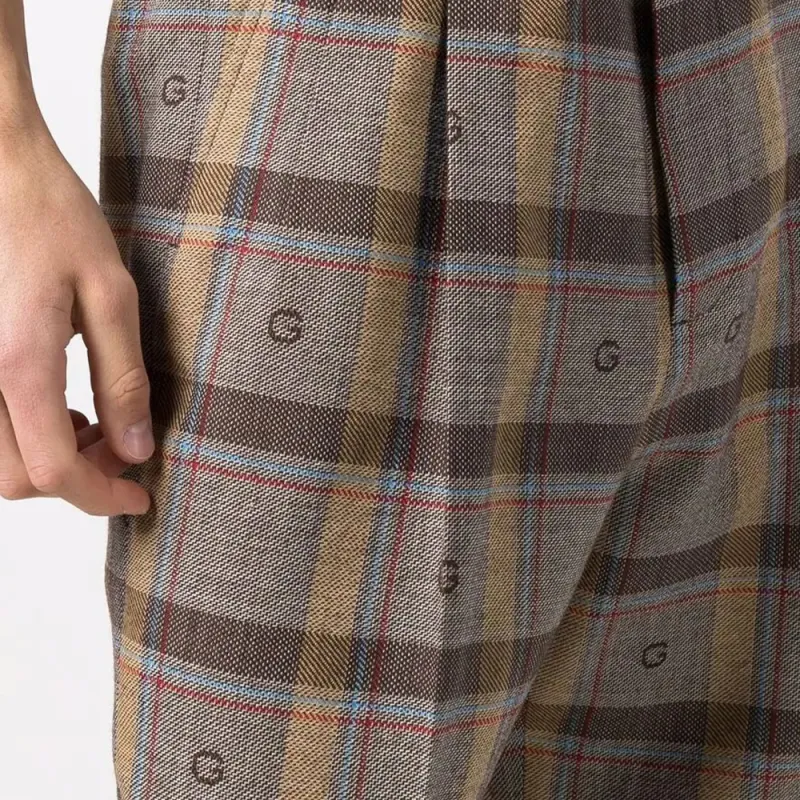 GUCCI Check pattern Wool Trousers-6