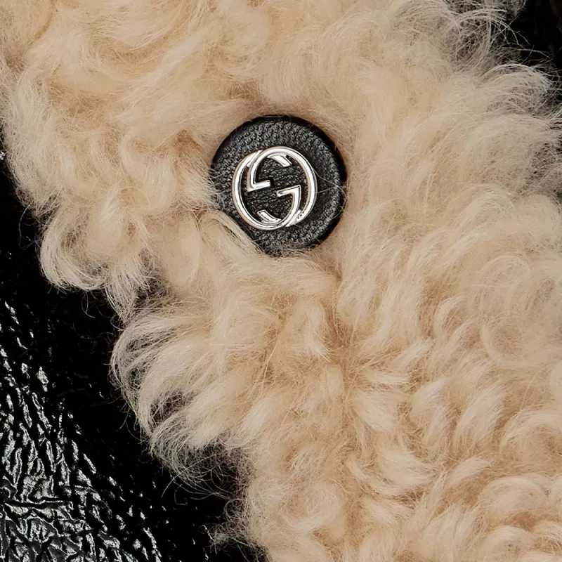 GUCCI Curly Shearling Jacket 'Black/Ivory'-5