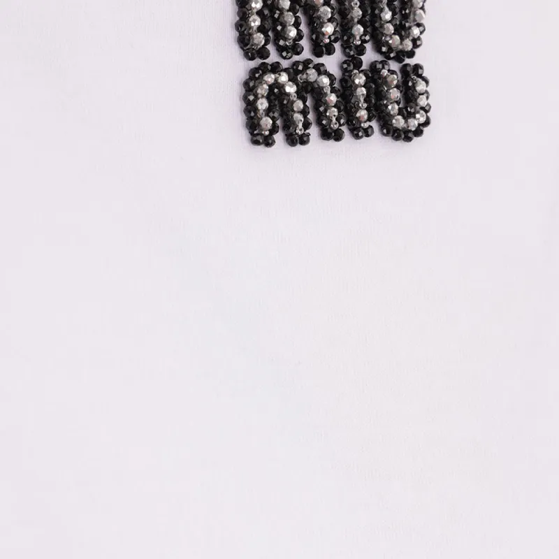 MIU MIU Logo Beaded Crewneck T Shirt-6