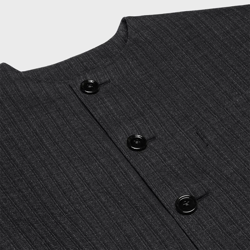 CELINE Short Mods Jacket In Wool Gabardine-2