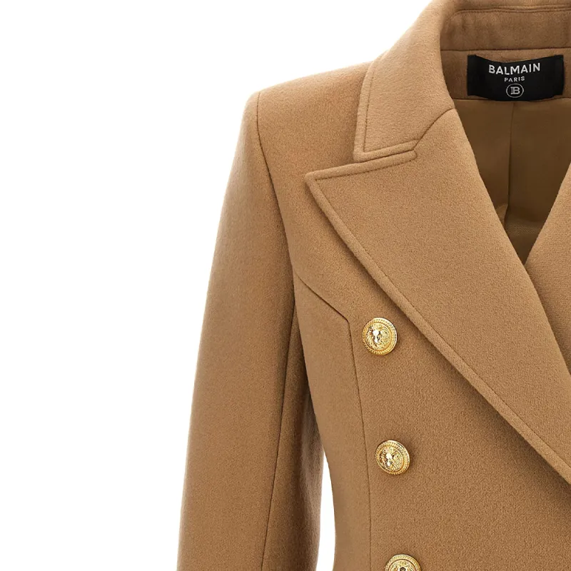 BALMAIN Double Breasted Logo Button Coat-3