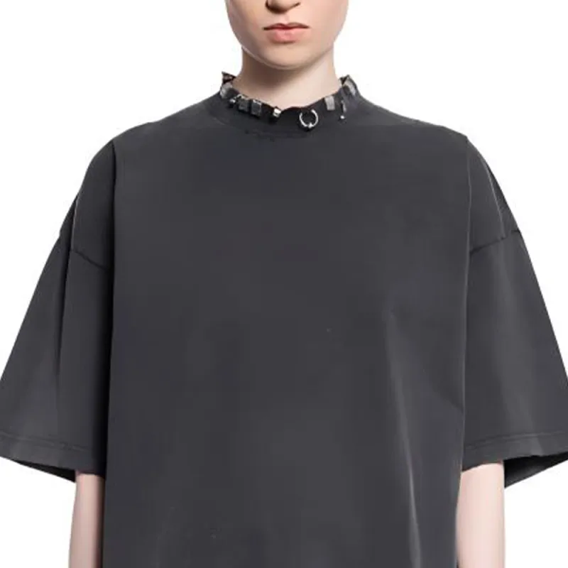 Balenciaga Pierced T Shirt Dress 'Black'-4