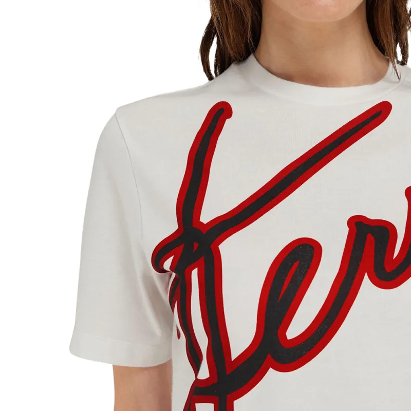 Ferragamo Cursive Logo Detail Short Sleeved T Shirt-4