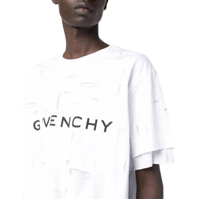 Givenchy 2 Layers Classic Fit Hole T Shirt-5