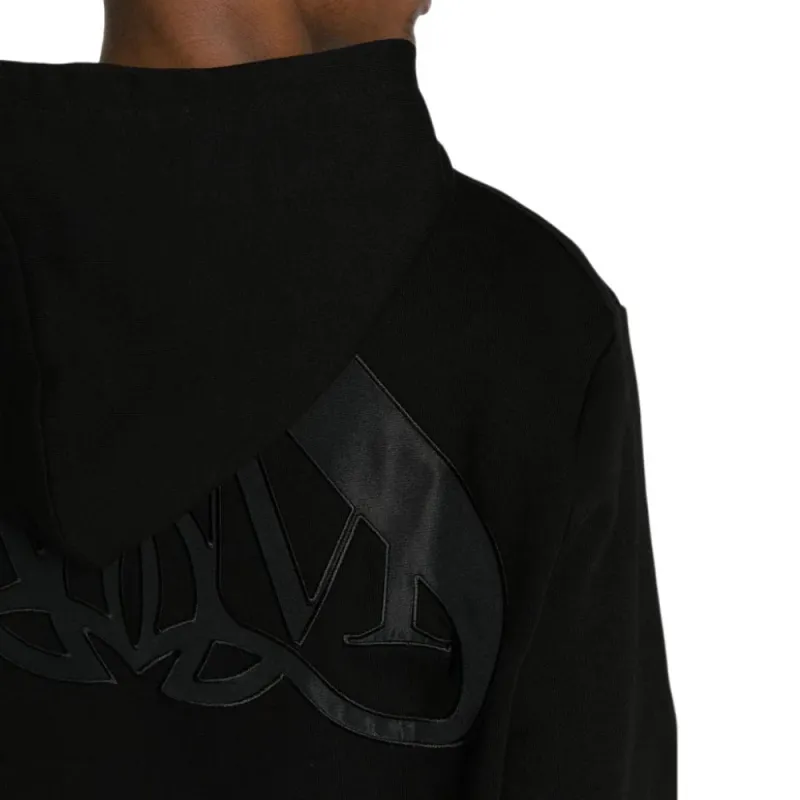 Alexander McQueen Seal Embroidered Zip Up Drawstring Hoodie-1