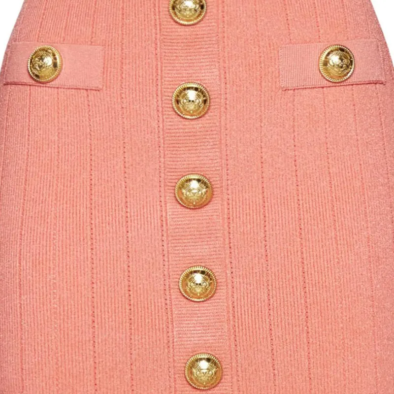 BALMAIN Buttoned Knitted Midi Skirt-4