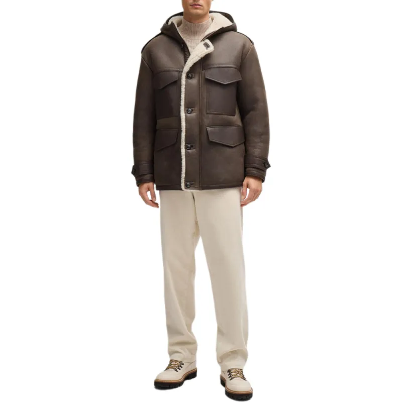 HUGO BOSS Leather Hooded Jacket-2