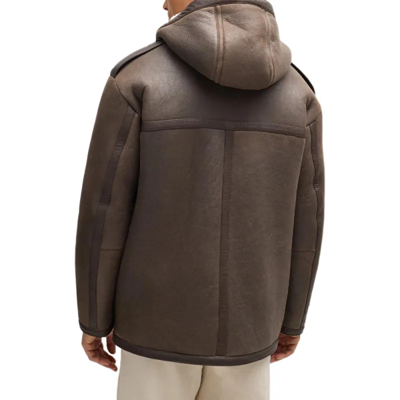 HUGO BOSS Leather Hooded Jacket-3