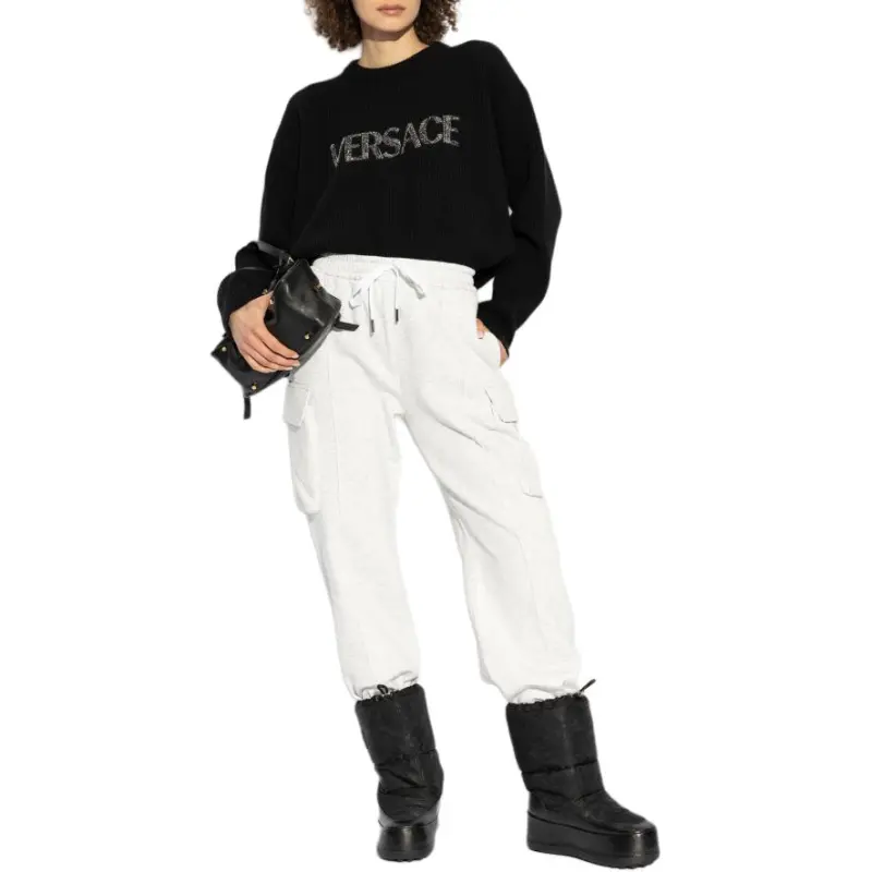 VERSACE Logo Appliqué Crewneck Jumper-2