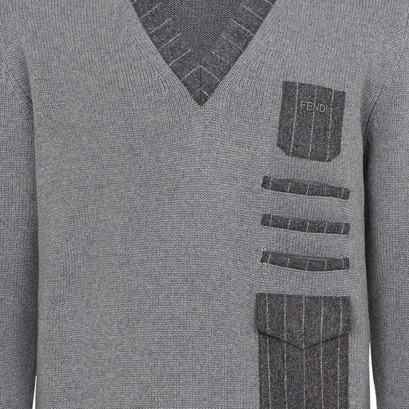 FENDI Sweaters Men Gray-4