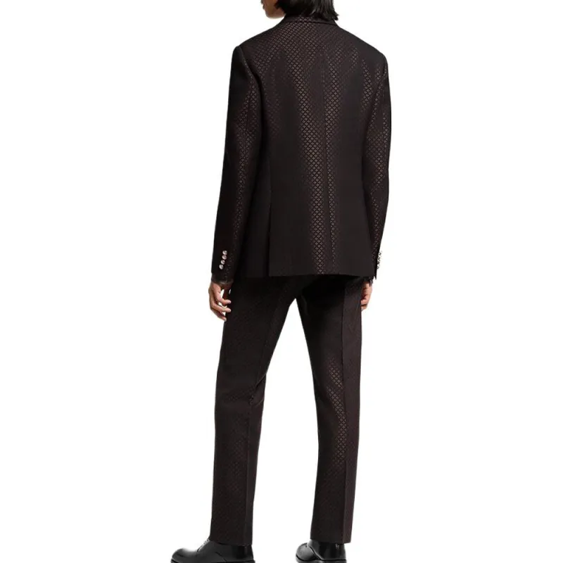 LOUIS VUITTON Wool Silk Blend Monogram Single Breasted Tuxedo Jacket-3