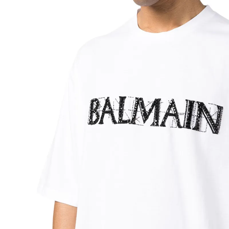 BALMAIN Logo Printed Crewneck T Shirt-5