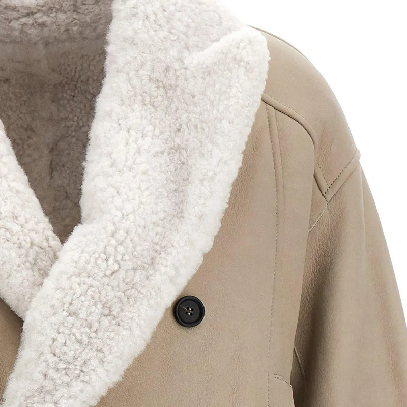 Brunello Cucinelli Double Breasted Leather Jacket-4