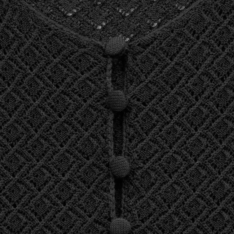 SAINT LAURENT Crochet Knit Long Sleeved Mini Dress-4