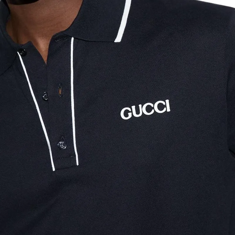 GUCCI Logo Embroidered Polo Shirt-4