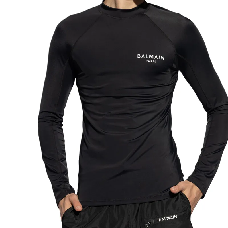 BALMAIN Long Sleeved Logo Printed Swim Top-1