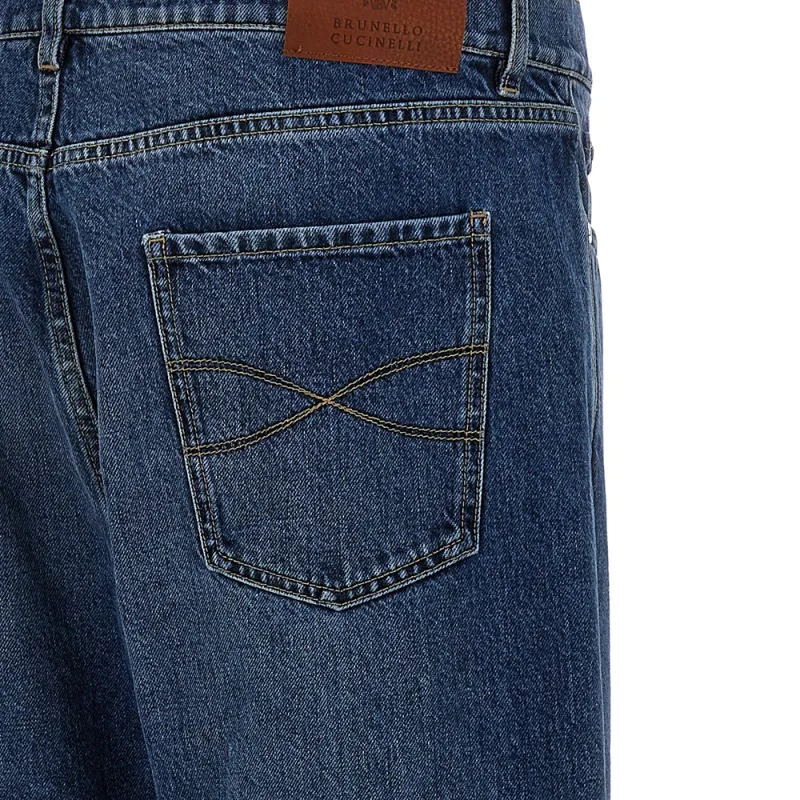 Brunello Cucinelli Logo Patch Mid Rise Jeans-3