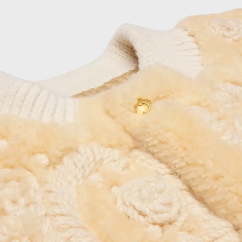 CELINE Triomphe Cardigan Jacket In Curly Lambskin-2