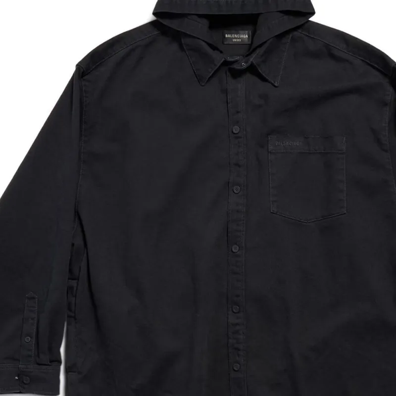 Balenciaga Hooded Denim Shirt Parka-2