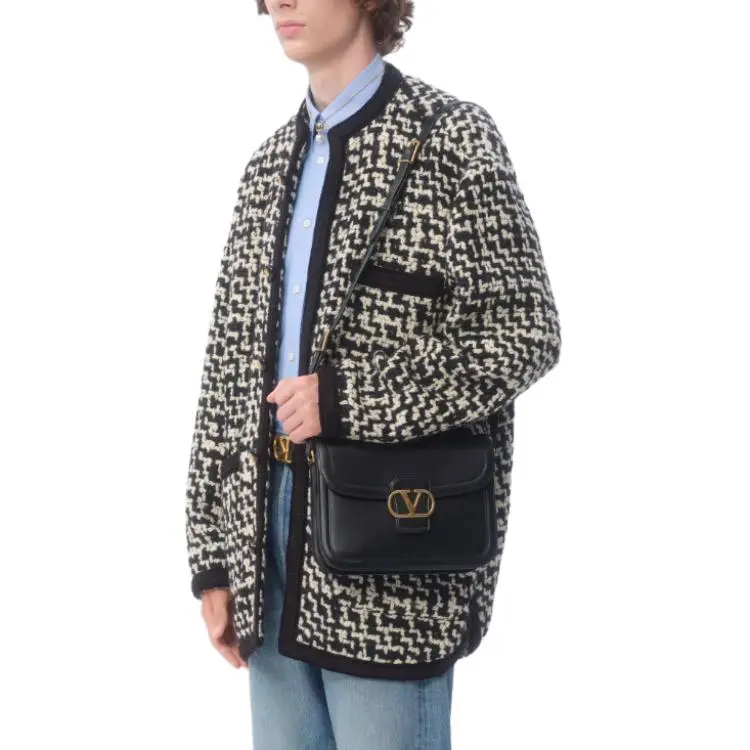Valentino Wool Tweed Shirt Jacket Jackets Coats Men's Black-5