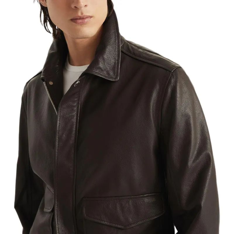 Brunello Cucinelli Aviator Zip Up Leather Jacket-5