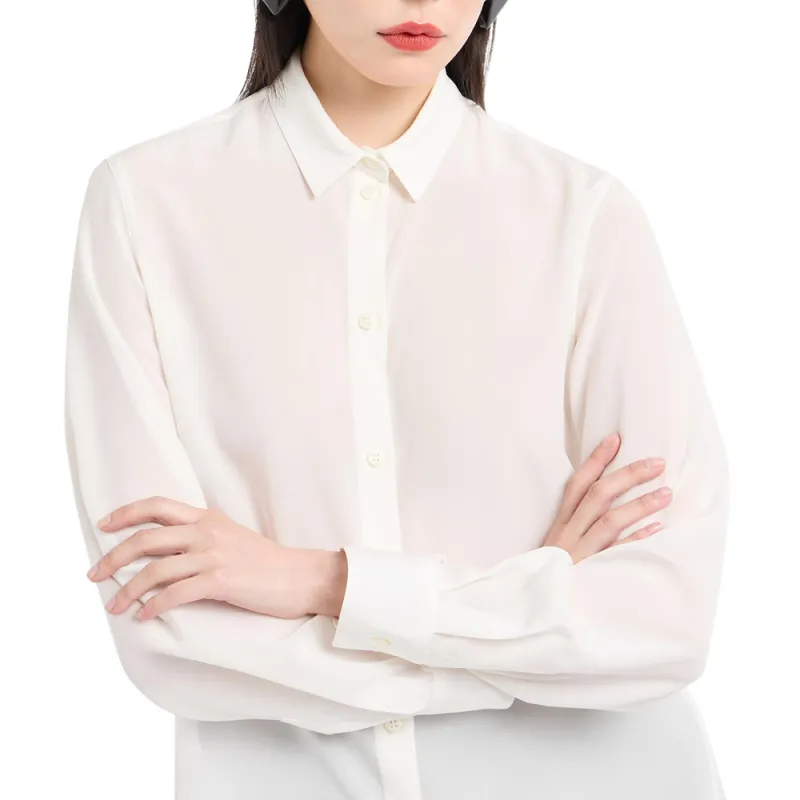 EMPORIO ARMANI Silk Crêpe de Chine Shirt With Pleated Back-4