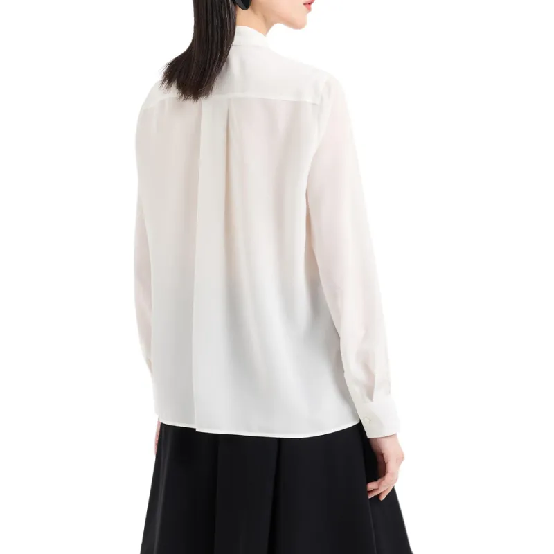 EMPORIO ARMANI Silk Crêpe de Chine Shirt With Pleated Back-2