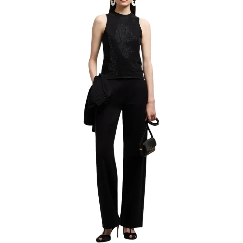EMPORIO ARMANI Interlock Jersey Trousers With Bands And Micro Studs-1