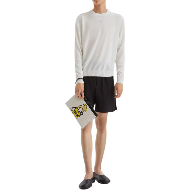 FENDI Logo Plaque Crewneck Knitted Jumper-2
