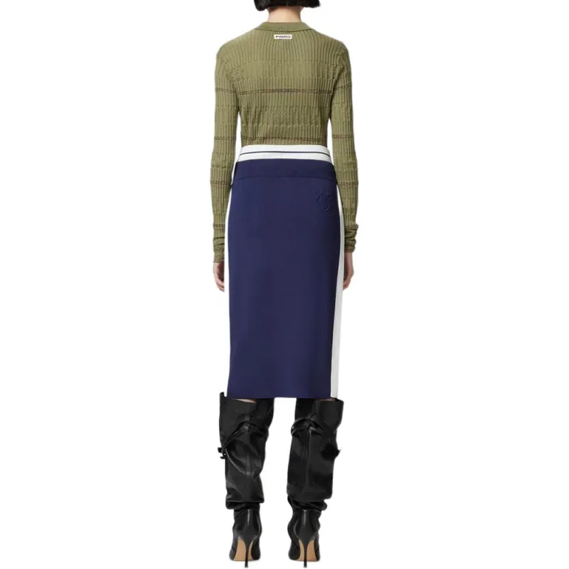 PINKO Marmolada Side Band Detailed Fleece Pencil Skirt-3
