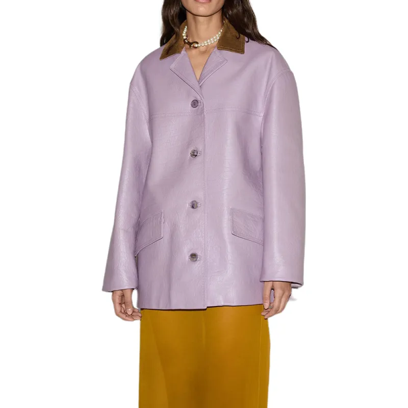GUCCI SS25 Leather Jacket Women's Light Purple-1