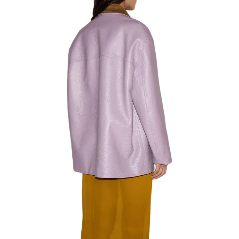 GUCCI SS25 Leather Jacket Women's Light Purple-2