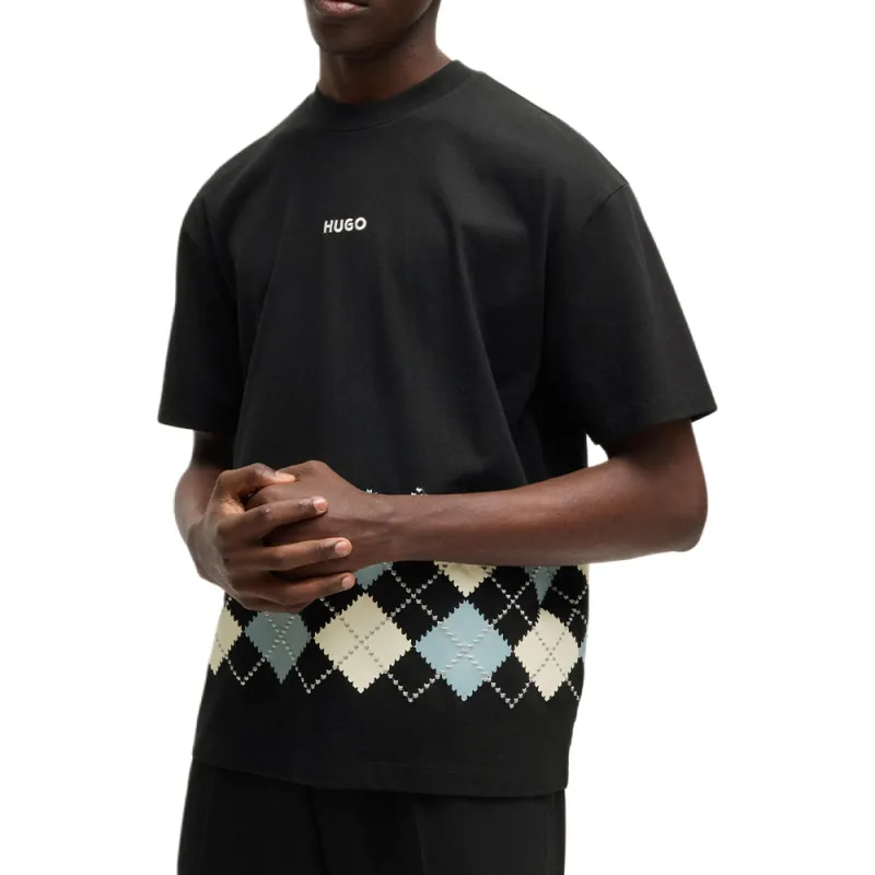 HUGO BOSS Dulapo Argyle print T shirt-1