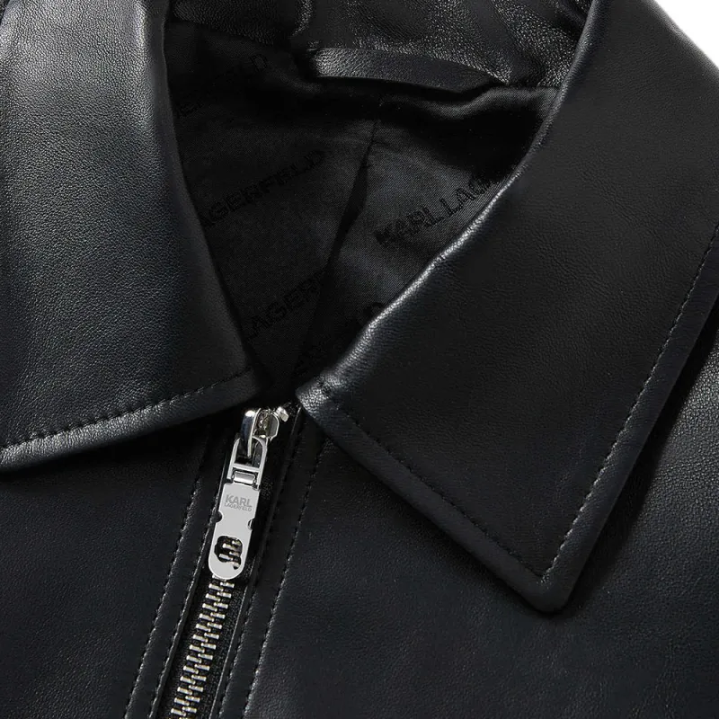 KARL LAGERFELD SS25 Leather Jacket Men's Black-4