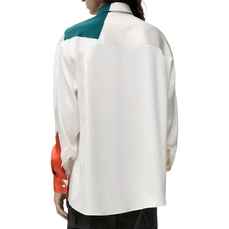 LOEWE SS25 Shirt Men's White Green Orange-3